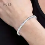Pulsera de tenis 3x3mm piedra preciosa cultivada en laboratorio CZ 925 plateada 18k joyería para fiesta y boda pulseras para mujer hombre regalos dijes 6