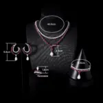 00105 Juego de Joyería Nupcial Clásico de 4 Piezas para Mujer, Lujoso Juego de Collar, Aretes, Pulsera y Anillo con Cristales de Circonio, para Boda, Fiesta de Graduación 6