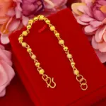 Pulsera de oro de 24k para mujer, brazalete chapado de cuentas de Buda de 6MM, joyería de boda, regalos 5