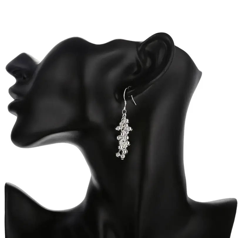 Pendientes colgantes con cuentas de uva creativas de color plateado para mujer, regalos finos de fiesta a la moda, joyería noble elegante 6