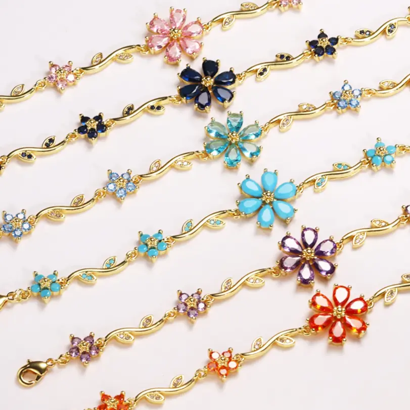 🌸 Pulsera "Jardín de Turquesas" – Edición Multicolor en Oro de 18K 5
