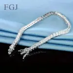 Pulsera de tenis 3x3mm piedra preciosa cultivada en laboratorio CZ 925 plateada 18k joyería para fiesta y boda pulseras para mujer hombre regalos dijes 5