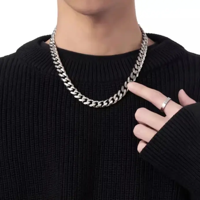 Cadena de eslabones cubanos de acero inoxidable de 3/5/7mm, joyería clásica Punk con personalidad, collar Simple de moda Hip-hop para parejas para hombres y mujeres 1