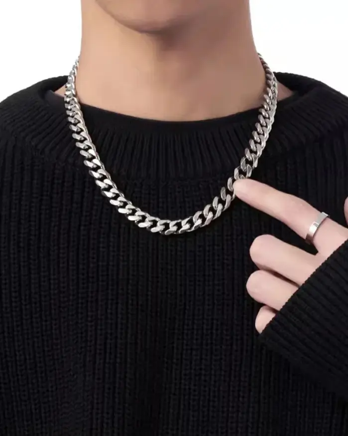 Cadena de eslabones cubanos de acero inoxidable de 3/5/7mm, joyería clásica Punk con personalidad, collar Simple de moda Hip-hop para parejas para hombres y mujeres 1