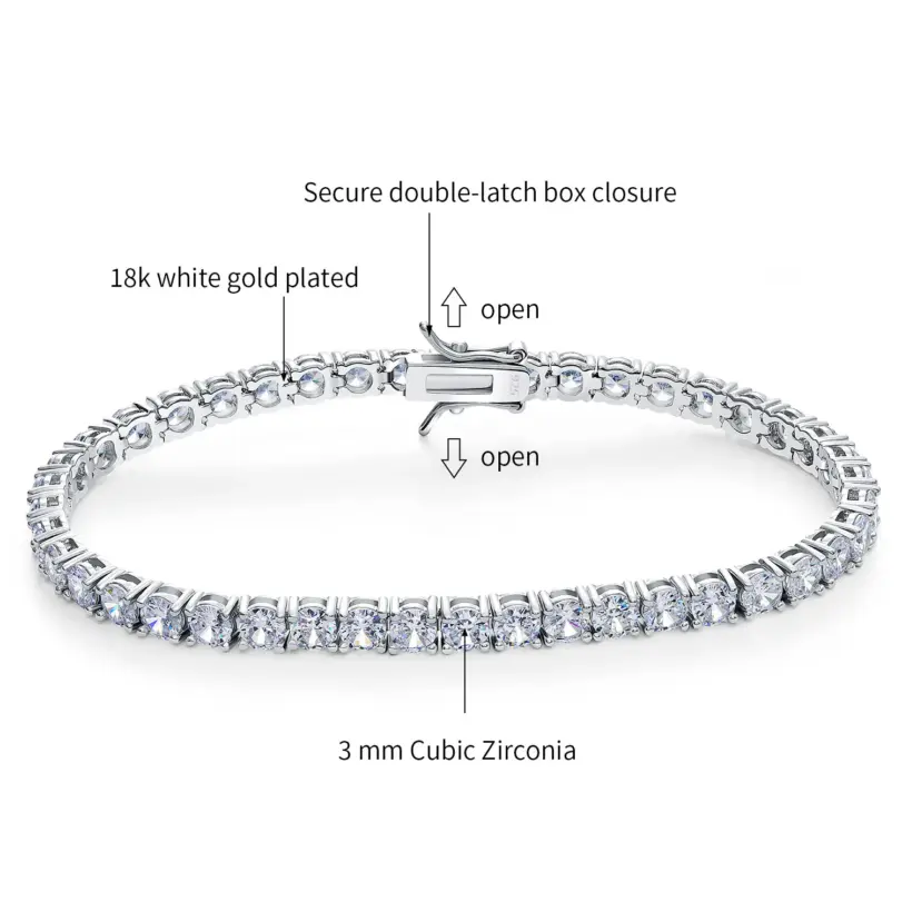 Pulseras de tenis TKJ Pulseira 925 Cluster de plata esterlina 3mm CZ Zircon para mujer joyería chica regalo para amiga Pulseras pulsera 5