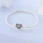 Pulsera Original de Plata de Ley 925, pulsera con dijes de 17-20CM, pulsera de circonia pavimentada con corazón de amor para mujer, regalos de joyería DIY 4