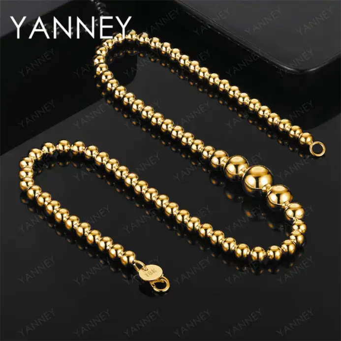 🟡 Collar "Golden Sphere" – Plata .925 y Oro 18K (Cuentas Redondas) 1