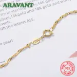 Aravant 925 Plata 1,3mm 18K oro onda de agua collares cadenas para mujer joyería de moda 3
