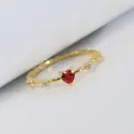 exquisito amor rojo CZ anillos de propuesta de compromiso para mujeres banda delgada estética joyería de moda femenina regalo de cumpleaños elegante 3