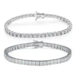 Pulseras de tenis TKJ Pulseira 925 Cluster de plata esterlina 3mm CZ Zircon para mujer joyería chica regalo para amiga Pulseras pulsera 1