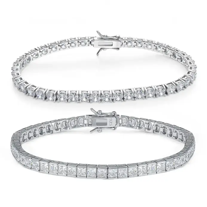 Pulseras de tenis TKJ Pulseira 925 Cluster de plata esterlina 3mm CZ Zircon para mujer joyería chica regalo para amiga Pulseras pulsera 1