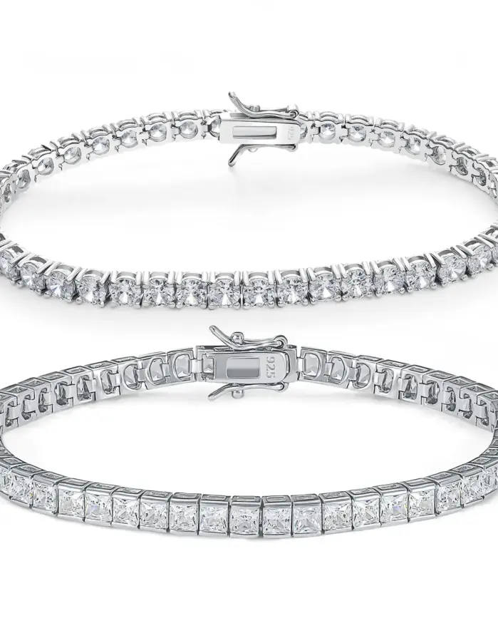 Pulseras de tenis TKJ Pulseira 925 Cluster de plata esterlina 3mm CZ Zircon para mujer joyería chica regalo para amiga Pulseras pulsera 1