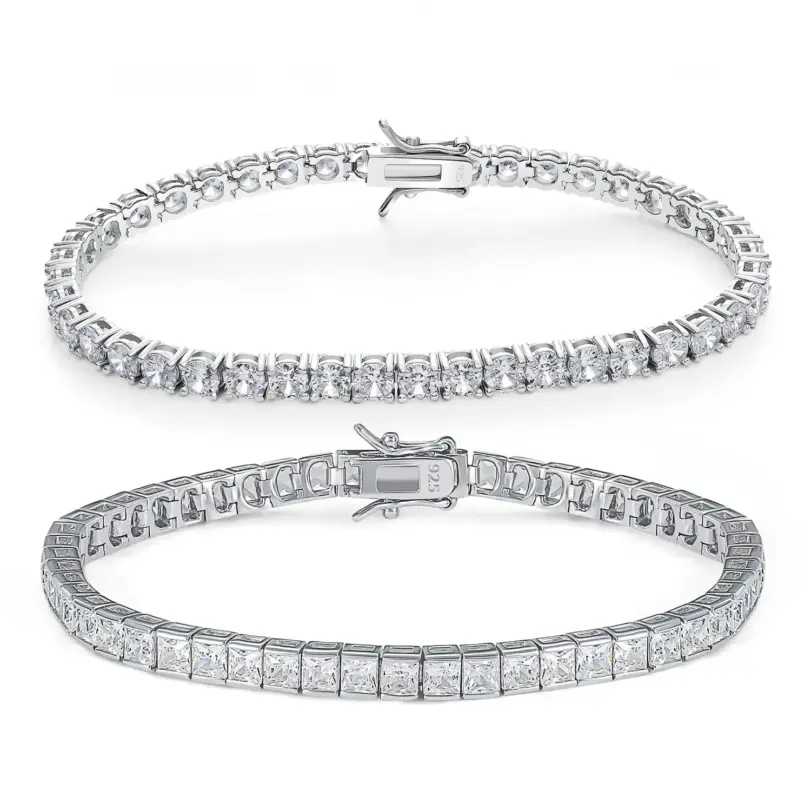 Pulseras de tenis TKJ Pulseira 925 Cluster de plata esterlina 3mm CZ Zircon para mujer joyería chica regalo para amiga Pulseras pulsera 1