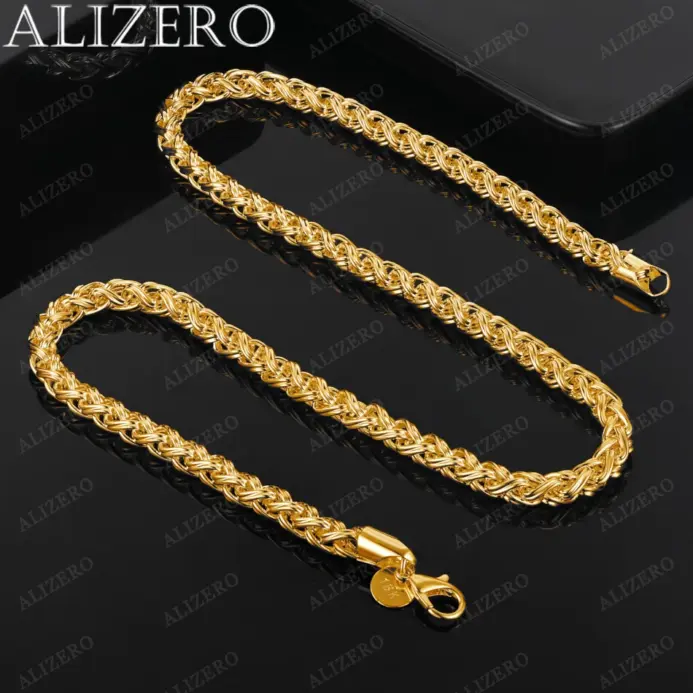 🏆 Collar "Alizero Gold Rope" – Cadena Trenzada 8mm en Oro 18K 1