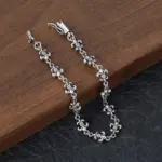 Pulsera Punk de plata de ley S925 con forma de flor de explorador, personalizada, de nicho, pulsera de ancla de barco de moda para hombres y mujeres 4