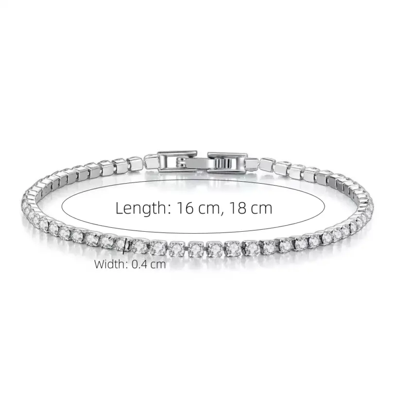 Pulseras de tenis de cadena de circonia de 4mm de Color dorado/plateado de acero inoxidable para mujer, Pulsera de 16/18 cm, regalos de joyería de lujo 6