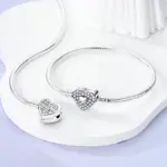 Pulseras de plata de ley 925 con forma de corazón de melocotón para mujer, pulseras de tierra con forma de estrella, Luna, avión, dijes DIY, joyería de fiesta 5