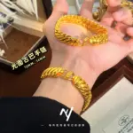 Tienda de oro real de oro puro 24K 9999 de lujo con pulsera de jefe cubano para hombre con látigo de tres caballos 1