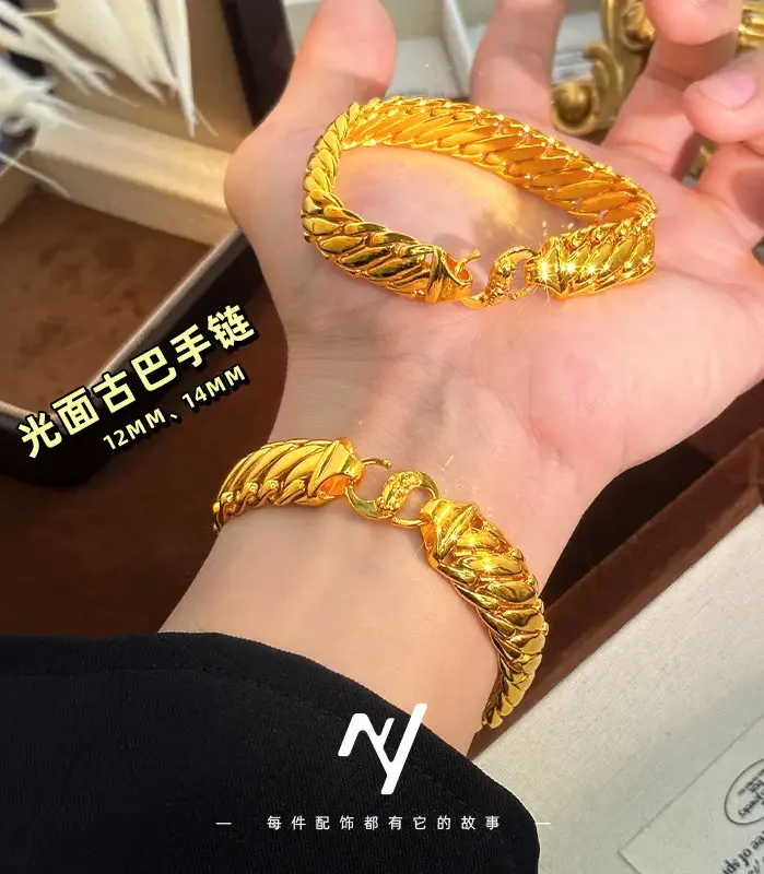 Tienda de oro real de oro puro 24K 9999 de lujo con pulsera de jefe cubano para hombre con látigo de tres caballos 1