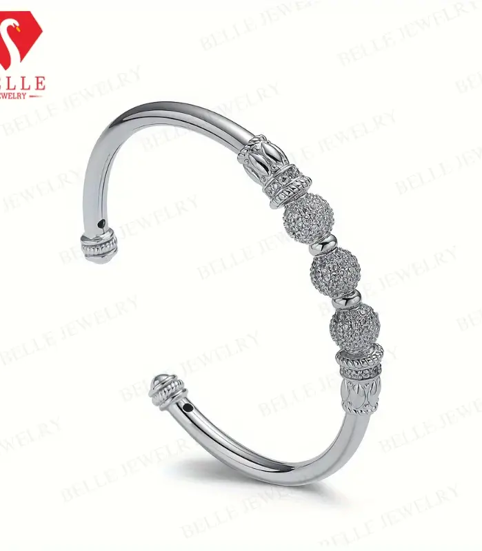 Pulsera de moissanita que se puede abrir de plata de ley 925, joyería exquisita para mujer, regalo ideal para bodas y aniversarios 1
