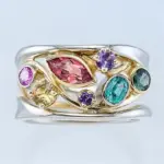 Exquisita joyería femenina, Anillos de dedo de Color Micro circón con línea de onda Multicolor con patrón geométrico para mujer, Anillos cuelloьц® ж dikajiе 1