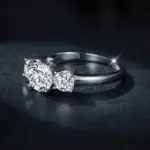 Anillo de compromiso NeeTim de moissanita de 4 quilates para mujer, plata de ley S925 de 3 piedras con alianza de boda chapada en oro, anillos de diamantes de promesa 3