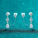pendientes de cadena de moissanita para mujer, aretes de diamante de laboratorio brillante, de Plata de Ley 925, joyería 4