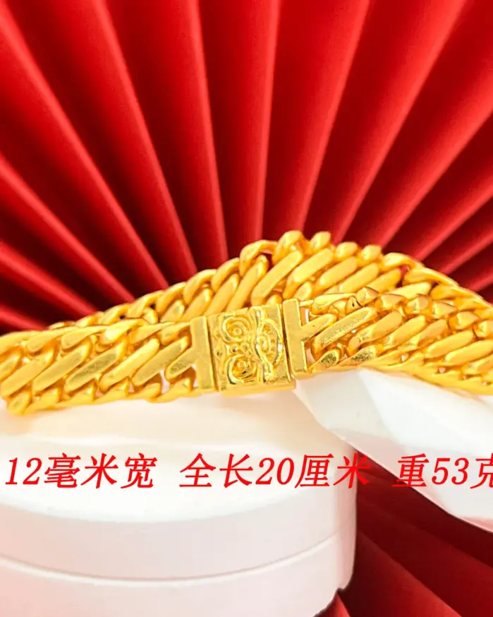 Pulsera de lujo para hombre de oro puro 24K 9999, diseño antiguo con látigo de león y tres látigos de caballo, pulsera cubana estilo jefe. 2
