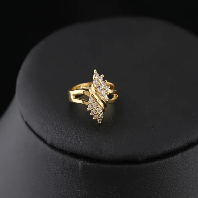 100% Anillos de Mujer con dije de diamante de oro de 14 quilates para Mujer, Aros irregulares de compromiso bohemio para Mujer, joyería de oro de 14 K 2