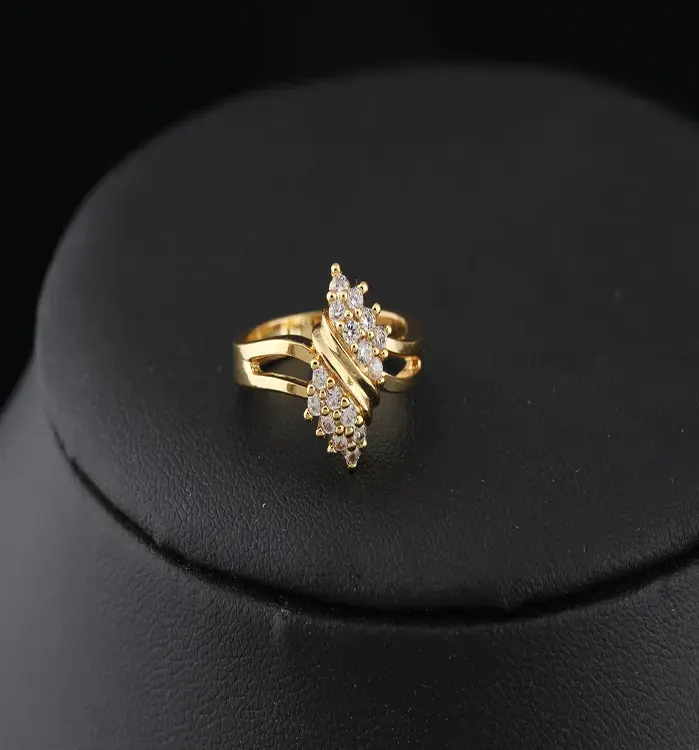 100% Anillos de Mujer con dije de diamante de oro de 14 quilates para Mujer, Aros irregulares de compromiso bohemio para Mujer, joyería de oro de 14 K 2