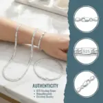 Plata de Ley 925, 2 piezas, collar de cadena lateral completa, pulsera, conjunto de joyería de moda para hombres y mujeres, regalo de boda 2