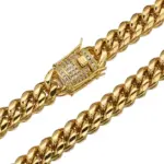 Cadena cubana duradera premium chapada en oro de 18 quilates de 14 mm y 5 capas 5