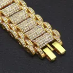 Pulsera de lujo de oro puro 24K 9999 de oro real de Hip-Hop para hombre, pulsera tridimensional de 35mm de ancho con diamantes exagerados 4