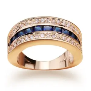 Anillo de zafiro de Diamante Real para mujer, joyería de oro de 18k, Bague o Jaune, Anillos de oro 2
