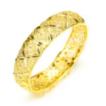 Brazalete de boda de lujo para mujer, oro puro 24K 9999, oro real, pulsera de hierba hueca 5