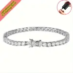 Pulsera de tenis de moissanita auténtica para mujeres y hombres, brazalete de diamantes de laboratorio de 3,0mm con certificados, joyería fina de Plata de Ley 925 4