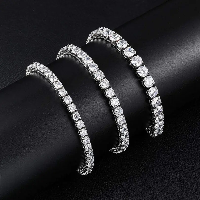 pulsera de tenis con diamantes de moissanita para hombre y mujer, 3mm, 4mm, 5mm, 6,5mm, certificado, joyería fina de lujo de Plata de Ley 925 3