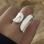 925 anillos de plata esterlina para mujer, Simple, Vintage, hecho a mano, ajustable, anillo grande brillante, banda de moda, bisutería femenina, regalo 1
