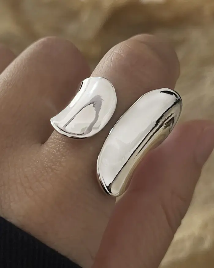 925 anillos de plata esterlina para mujer, Simple, Vintage, hecho a mano, ajustable, anillo grande brillante, banda de moda, bisutería femenina, regalo 1