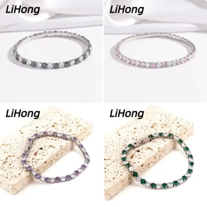 Joyería de plata de ley 925, pulsera de tenis de 16cm-21cm, circonita de colores de 4mm, regalo de aniversario, pulsera de plata de ley para mujer 1