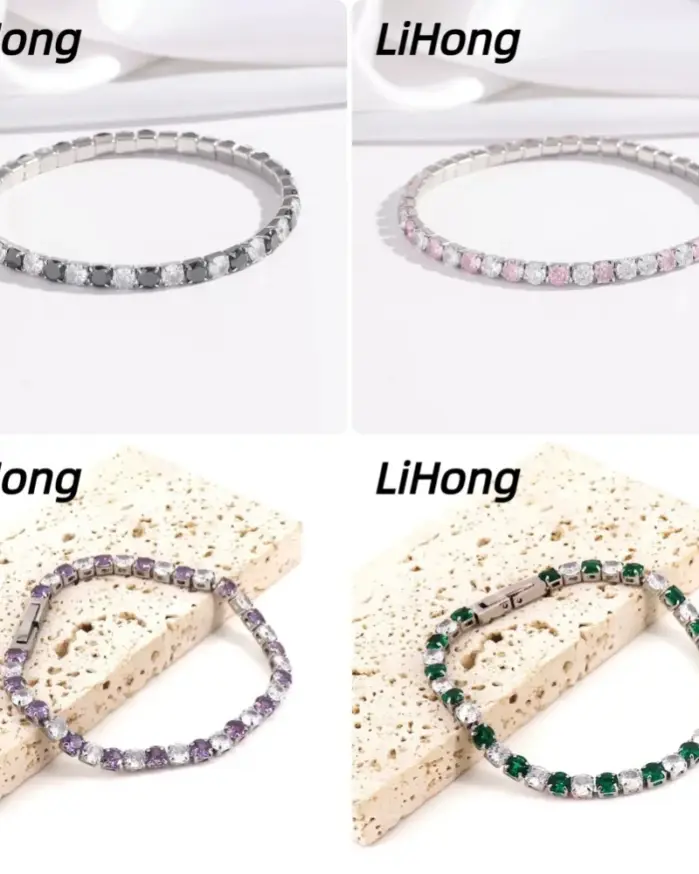 Joyería de plata de ley 925, pulsera de tenis de 16cm-21cm, circonita de colores de 4mm, regalo de aniversario, pulsera de plata de ley para mujer 1