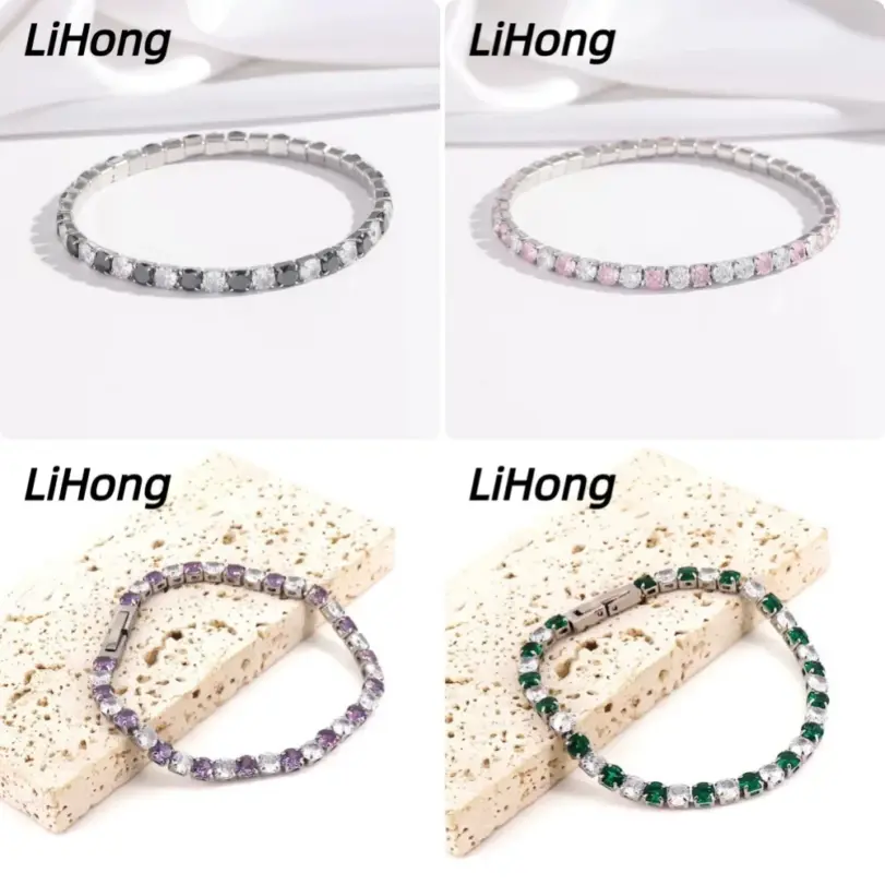 Joyería de plata de ley 925, pulsera de tenis de 16cm-21cm, circonita de colores de 4mm, regalo de aniversario, pulsera de plata de ley para mujer 1