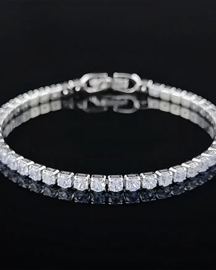 Pulsera redonda de lujo para mujer, brazalete de color plateado, regalo de aniversario, joyería, venta al por mayor, S5650, novedad de 2024 1