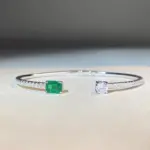 Pulsera de plata de ley 925 con esmeralda, ajustable, simple, exquisita, de alta calidad, para mujer 1