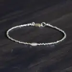 Exquisita pulsera de plata pura, conjunto con ópalo, pulsera delgada en capas de plata tribal 1