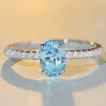 ‌ Elegante Anillo de Plata de Ley S925 para Mujer con Piedra Central Ovalada de 1 Ct y Detalles Redondos, Regalo de Compromiso, Boda o Aniversario 5