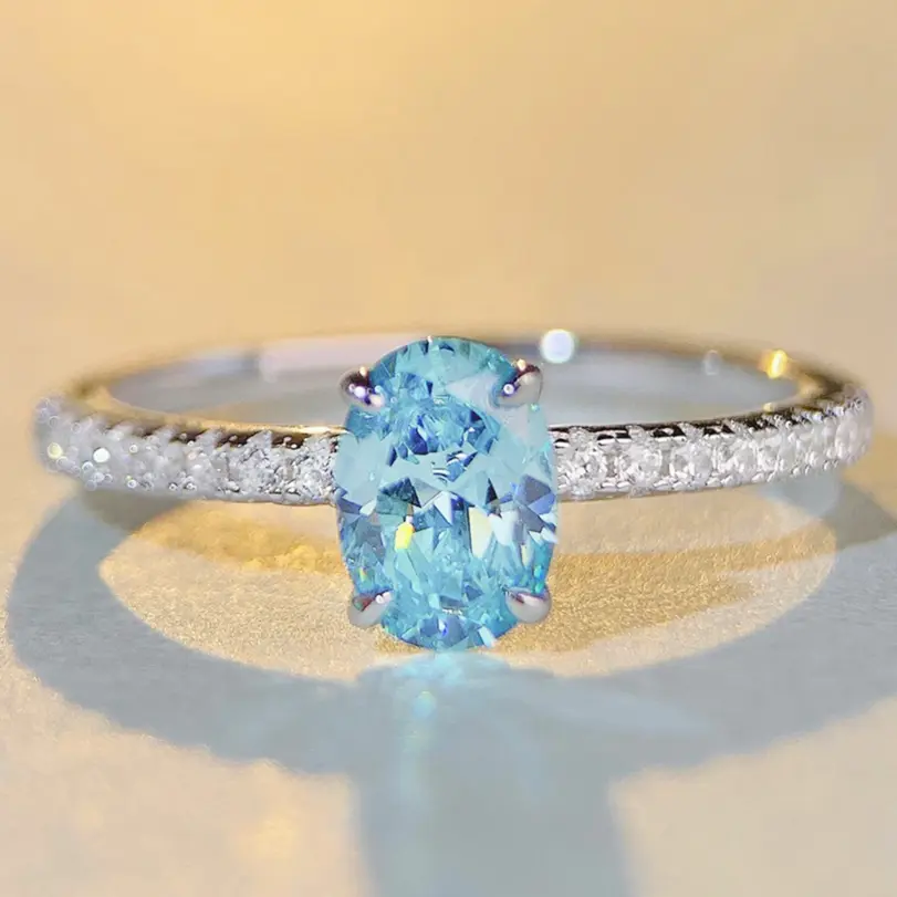 ‌ Elegante Anillo de Plata de Ley S925 para Mujer con Piedra Central Ovalada de 1 Ct y Detalles Redondos, Regalo de Compromiso, Boda o Aniversario 5