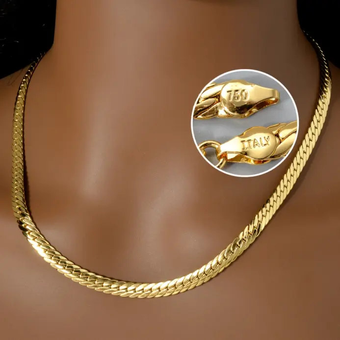 Sunny Jewelry-collar de cobre a la moda, cadenas de serpiente chapadas en oro, alta calidad para mujer, hombre, Italia 750, regalo de uso diario 1
