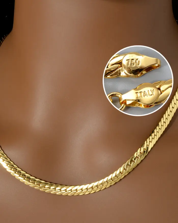 Sunny Jewelry-collar de cobre a la moda, cadenas de serpiente chapadas en oro, alta calidad para mujer, hombre, Italia 750, regalo de uso diario 1