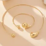 Conjunto de Collar de pulsera para mujeres y niñas, estilo Simple, personalidad, grandes gotas de agua, regalo de fiesta, joyería de moda OL DS058 3